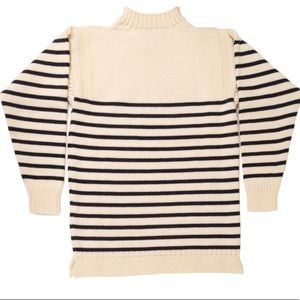 Stewart Christie & Co Ltd striped navy ecru wool sweater brand new with tags